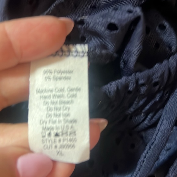 Navy Eyelet Beach Coverup Pants Size XL - Picture 5 of 5